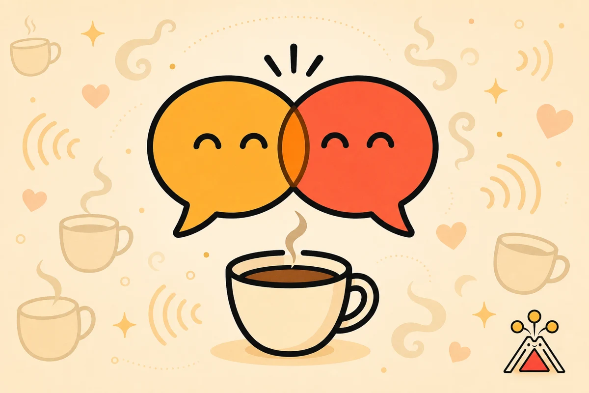 People having a casual cafe conversation
