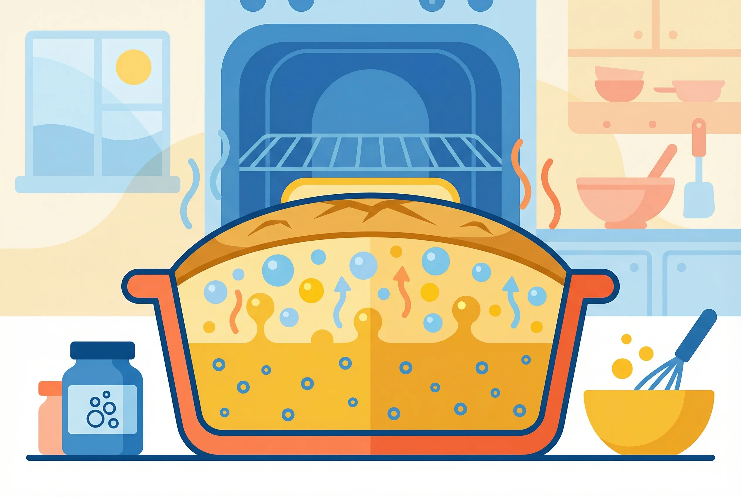 Why does baking powder make cakes rise?