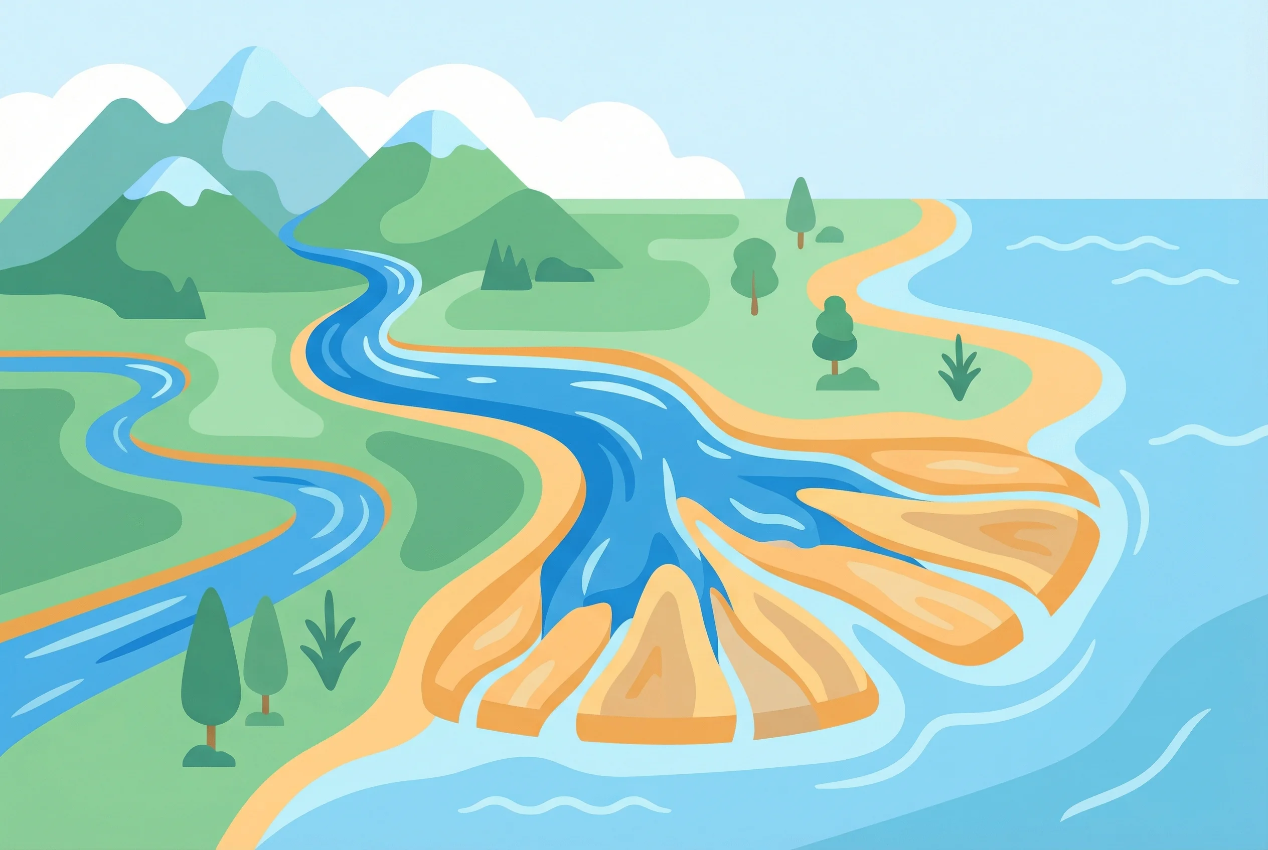 Why do deltas form at river mouths?