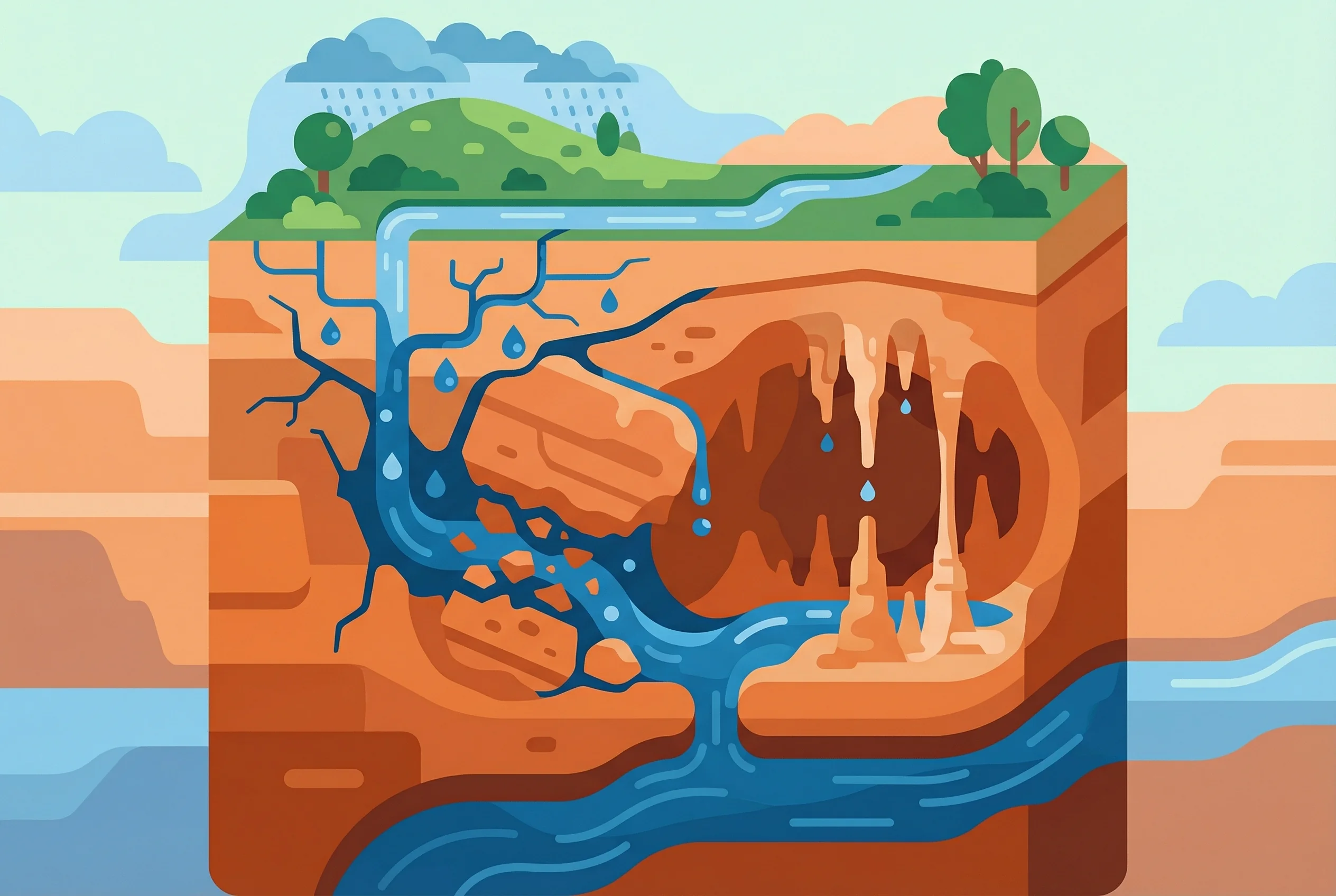 Why do caves form underground?