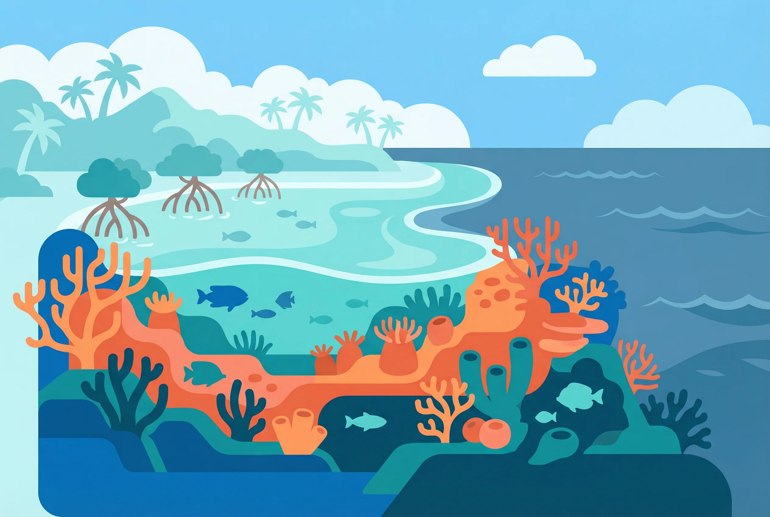 Why do lagoons form behind reefs?