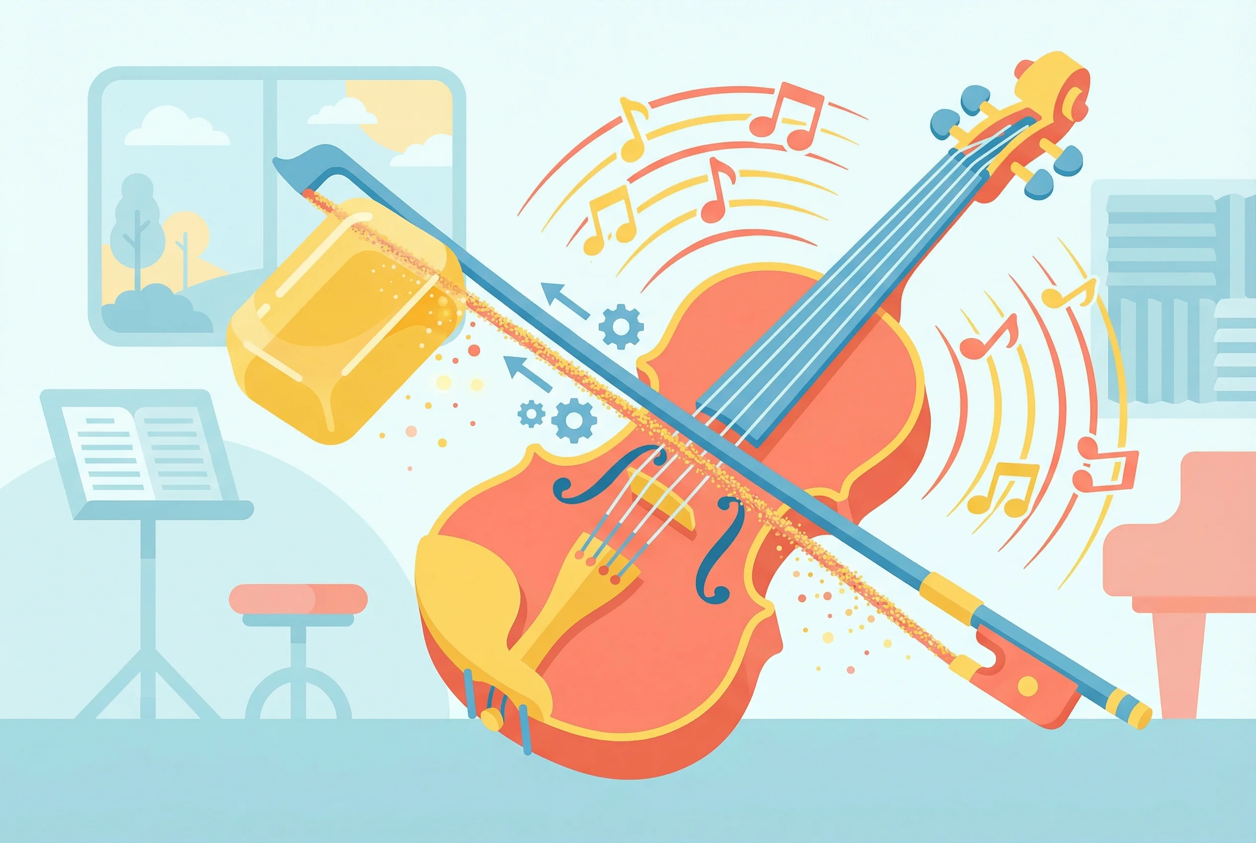 Why do violins need rosin on the bow?