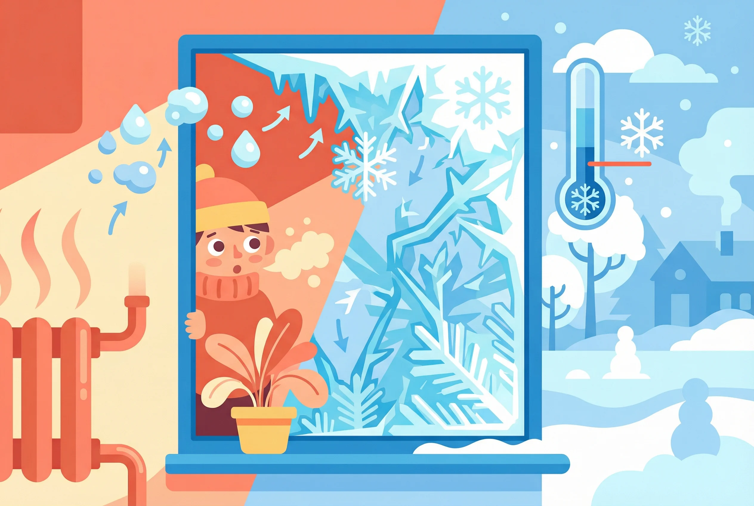 Why does ice form on windows in winter?